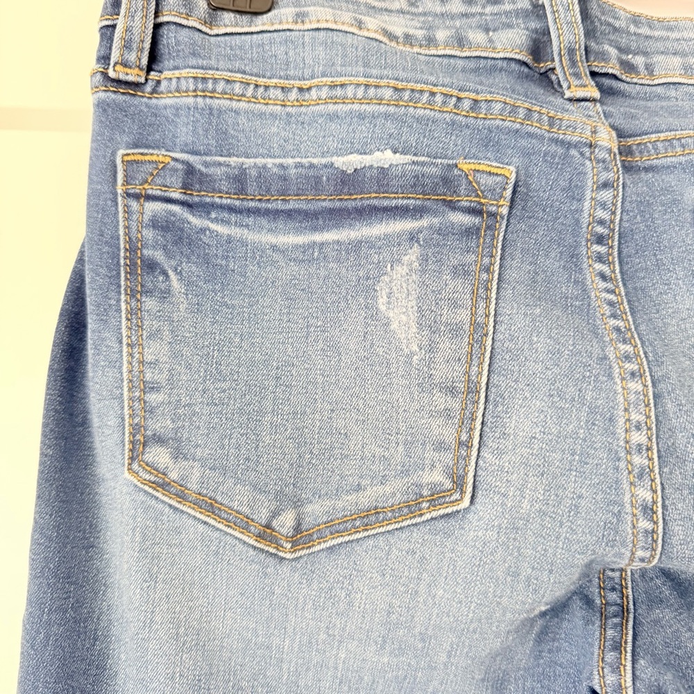 Kancan Med/Dk Wash Skinny Raw Hem Distressed Mid-Rise Stretch Woman’s Jean 11 - Picture 4 of 14